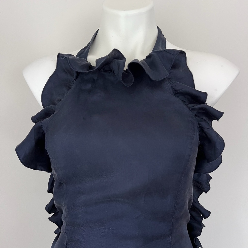 J.Crew Collection Navy Ruffle Halter Top - Picture 5 of 7